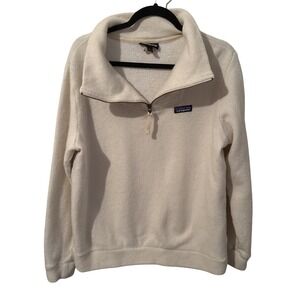 Patagonia Recycled Wool Cream Ivory Soft Warm Quarter Zip Women's Large Pullover